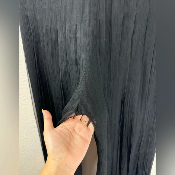 Tadashi Collection 100% Silk Chiffon Overlay Black Pants Women’s 6 Date Night - Picture 6 of 12